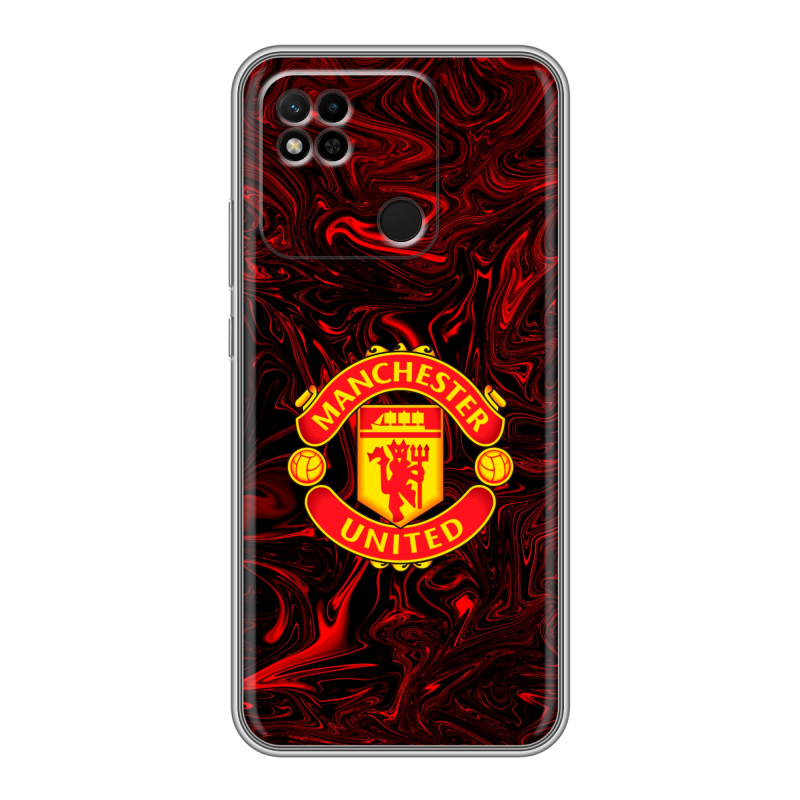 Силиконовый противоударный чехол на Xiaomi Redmi 10A с принтом Manchester United Силиконовый противоударный чехол на Xiaomi Redmi 10A с принтом Manchester United