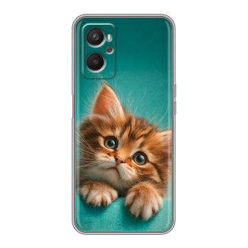 Силиконовый чехол на OPPO A96 с принтом котенок