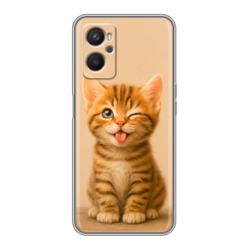 Силиконовый чехол на OPPO A96 с принтом котенок