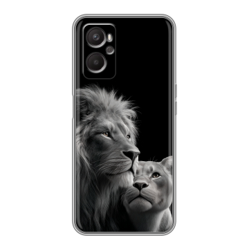 Силиконовый чехол на OPPO A96 с принтом Лев кошки