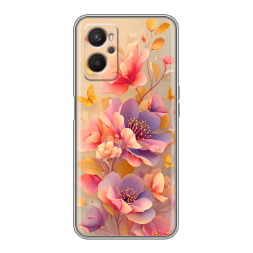 Силиконовый чехол на OPPO A96 с принтом Цветы и бабочки