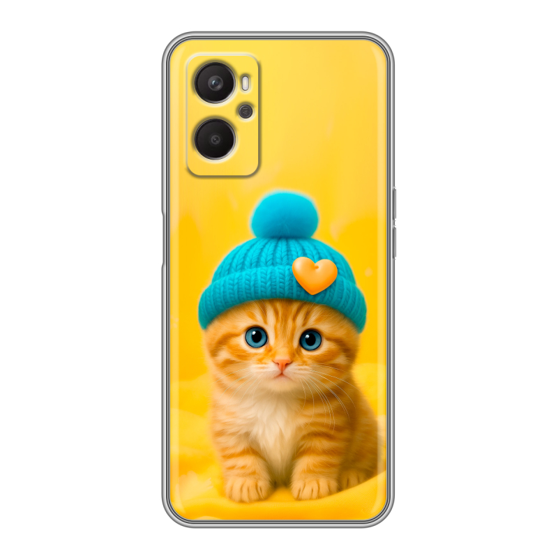 Силиконовый чехол на OPPO A96 с принтом Котенок в шапке Силиконовый чехол на OPPO A96 с принтом Котенок в шапке