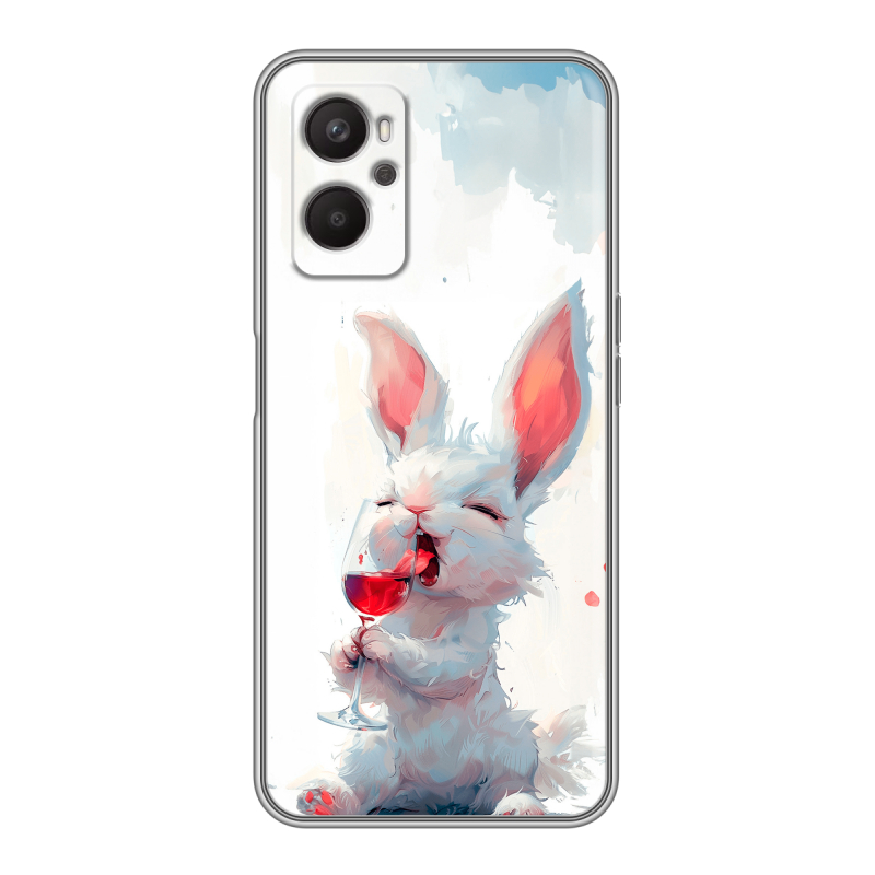 Силиконовый чехол на OPPO A96 с принтом кролик зайчик Силиконовый чехол на OPPO A96 с принтом кролик зайчик