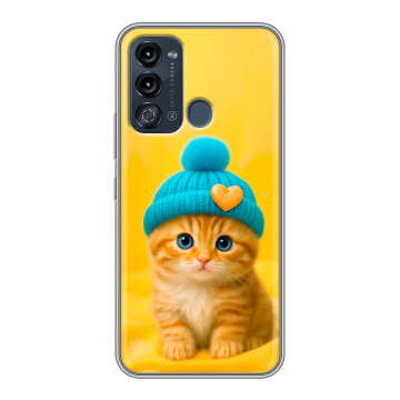 Силиконовый чехол на Itel Vision 3 с принтом Котенок в шапке Силиконовый чехол на Itel Vision 3 с принтом Котенок в шапке