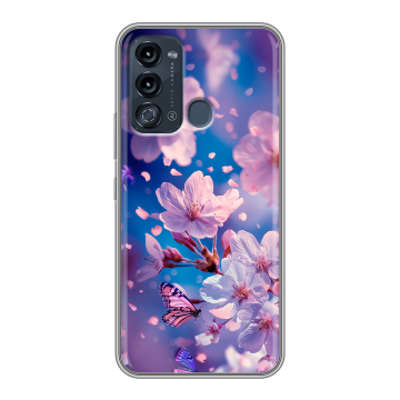 Силиконовый чехол на Itel Vision 3 с принтом цветы бабочки Силиконовый чехол на Itel Vision 3 с принтом цветы бабочки