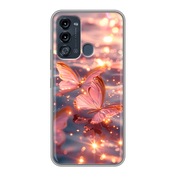 Силиконовый чехол на Itel Vision 3 с принтом бабочки розовые Силиконовый чехол на Itel Vision 3 с принтом бабочки розовые