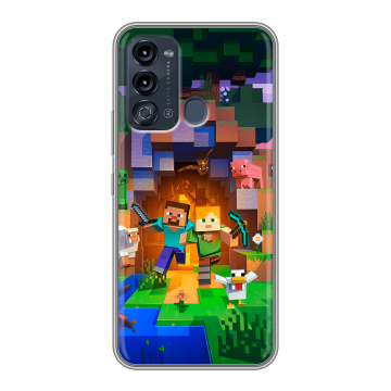 Силиконовый чехол на Itel Vision 3 с принтом Майнкрафт Minecraft Силиконовый чехол на Itel Vision 3 с принтом Майнкрафт Minecraft