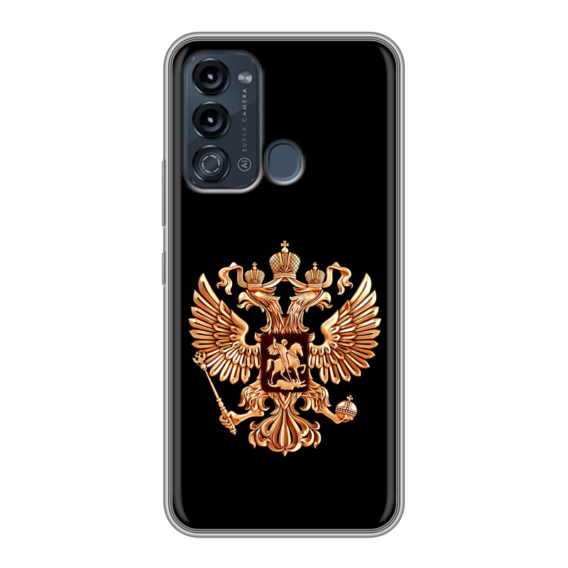 Силиконовый чехол на Itel Vision 3 с принтом Герб России золотой Силиконовый чехол на Itel Vision 3 с принтом Герб России золотой