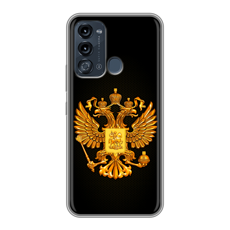 Силиконовый чехол на Itel Vision 3 с принтом Герб России желтый Силиконовый чехол на Itel Vision 3 с принтом Герб России желтый
