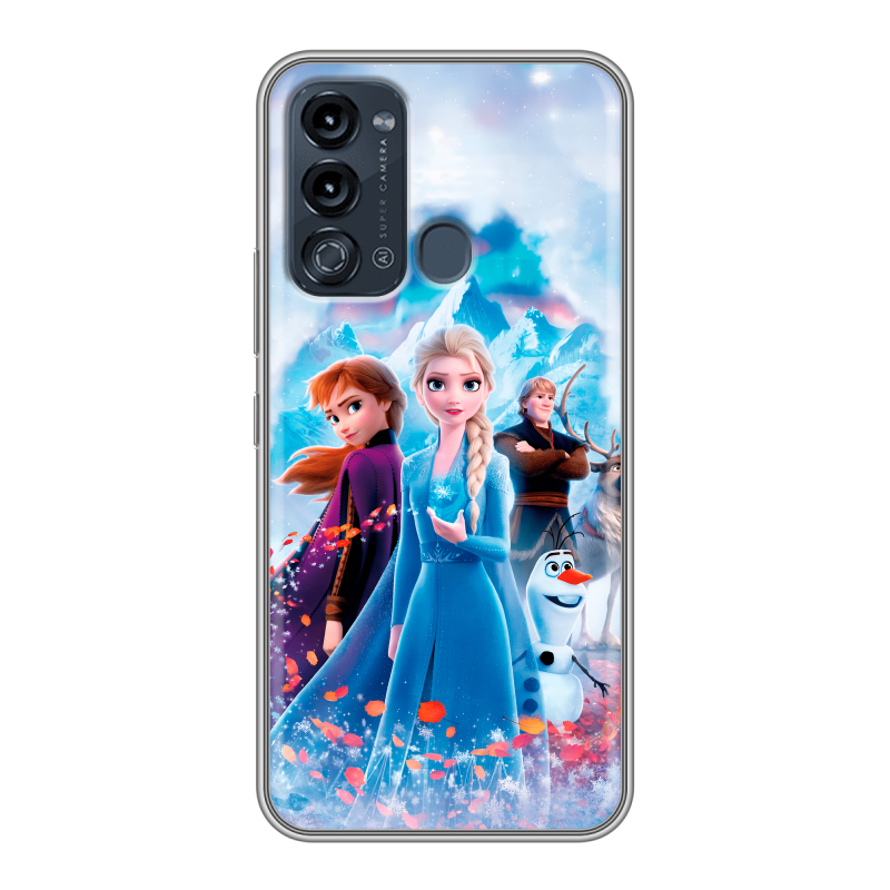 Силиконовый противоударный чехол на Itel Vision 3 с принтом Холодное сердце Frozen Силиконовый противоударный чехол на Itel Vision 3 с принтом Холодное сердце Frozen