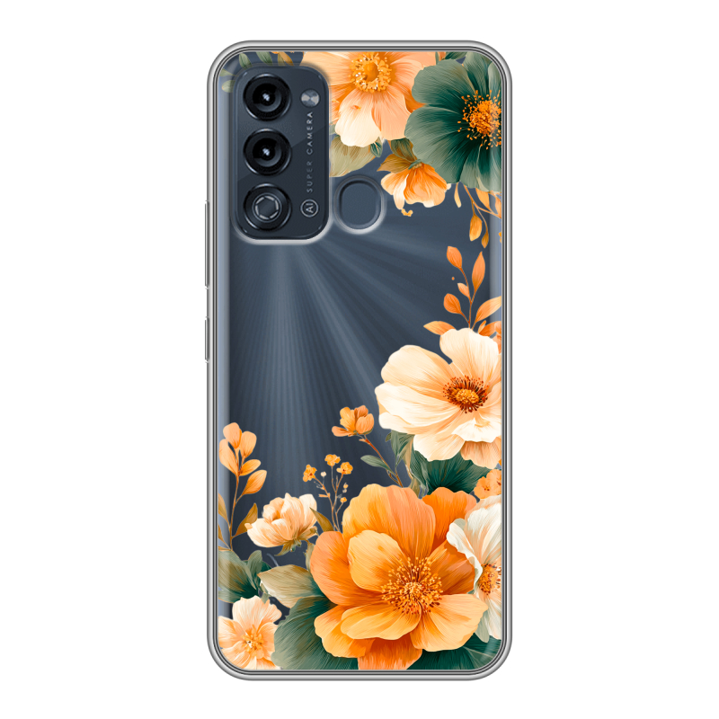 Силиконовый противоударный чехол на Itel Vision 3 с принтом Цветы принт Силиконовый противоударный чехол на Itel Vision 3 с принтом Цветы принт