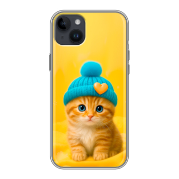 Силиконовый чехол на Iphone 14 Plus с принтом Котенок в шапке Силиконовый чехол на Iphone 14 Plus с принтом Котенок в шапке