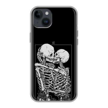 Силиконовый чехол на Iphone 14 Plus с принтом Поцелуй скелетов