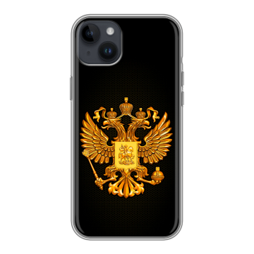 Силиконовый чехол на Iphone 14 Plus с принтом Герб России желтый Силиконовый чехол на Iphone 14 Plus с принтом Герб России желтый