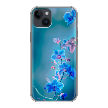 Силиконовый чехол на Iphone 14 Plus с принтом Голубые цветы Силиконовый чехол на Iphone 14 Plus с принтом Голубые цветы