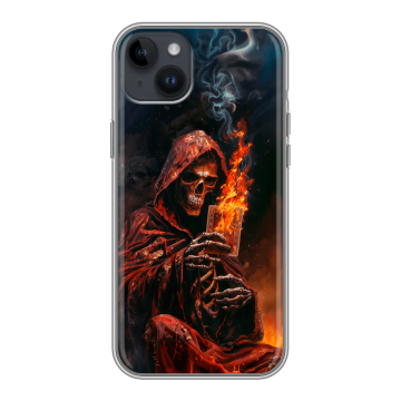 Силиконовый чехол на Iphone 14 Plus с принтом Скелет и карты Силиконовый чехол на Iphone 14 Plus с принтом Скелет и карты