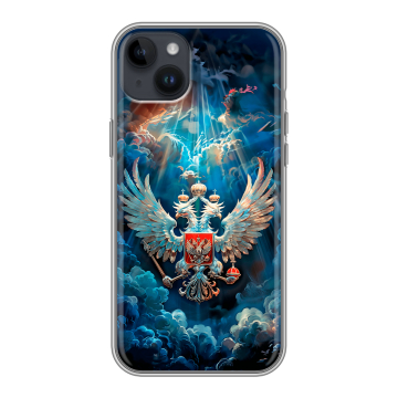 Силиконовый чехол на Iphone 14 Plus с принтом Герб флаг России Силиконовый чехол на Iphone 14 Plus с принтом Герб флаг России