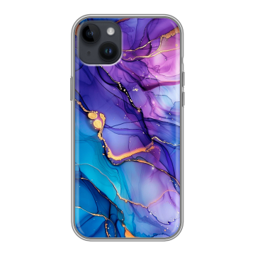 Силиконовый чехол на Iphone 14 Plus с принтом синий мрамор Силиконовый чехол на Iphone 14 Plus с принтом синий мрамор