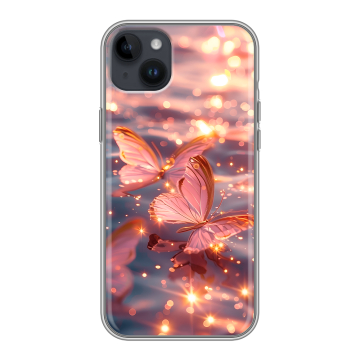 Силиконовый чехол на Iphone 14 Plus с принтом бабочки розовые Силиконовый чехол на Iphone 14 Plus с принтом бабочки розовые