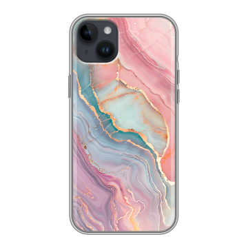 Силиконовый чехол на Iphone 14 Plus с принтом розовый мрамор Силиконовый чехол на Iphone 14 Plus с принтом розовый мрамор
