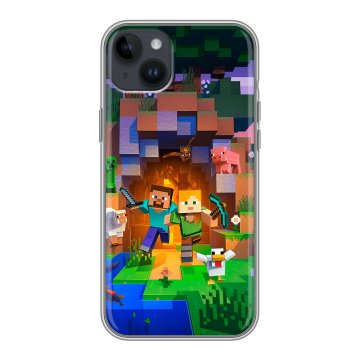 Силиконовый чехол на Iphone 14 Plus с принтом Майнкрафт Minecraft Силиконовый чехол на Iphone 14 Plus с принтом Майнкрафт Minecraft