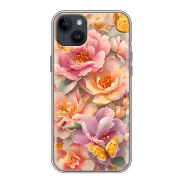 Силиконовый чехол на Iphone 14 Plus с принтом Цветы и бабочки Силиконовый чехол на Iphone 14 Plus с принтом Цветы и бабочки