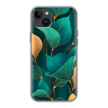 Силиконовый чехол на Iphone 14 Plus с принтом Листья и золото Силиконовый чехол на Iphone 14 Plus с принтом Листья и золото