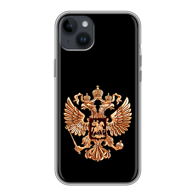 Силиконовый чехол на Iphone 14 Plus с принтом Герб России золотой Силиконовый чехол на Iphone 14 Plus с принтом Герб России золотой