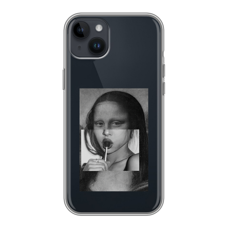 Силиконовый противоударный чехол на Iphone 14 Plus с принтом Мона Лиза Силиконовый противоударный чехол на Iphone 14 Plus с принтом Мона Лиза