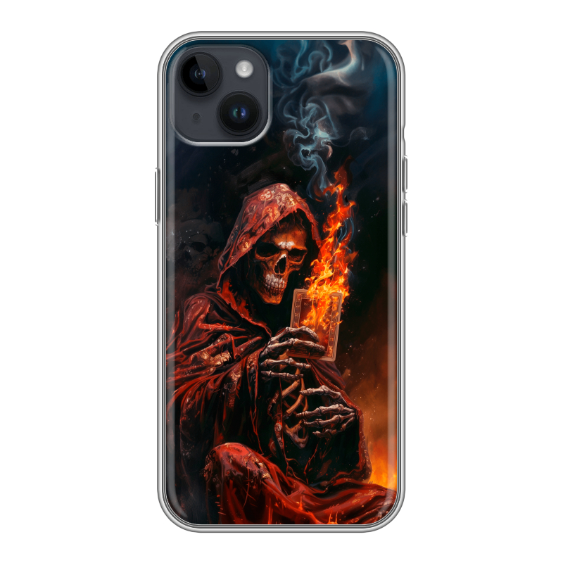Силиконовый чехол на Iphone 14 Plus с принтом Скелет и карты Силиконовый чехол на Iphone 14 Plus с принтом Скелет и карты