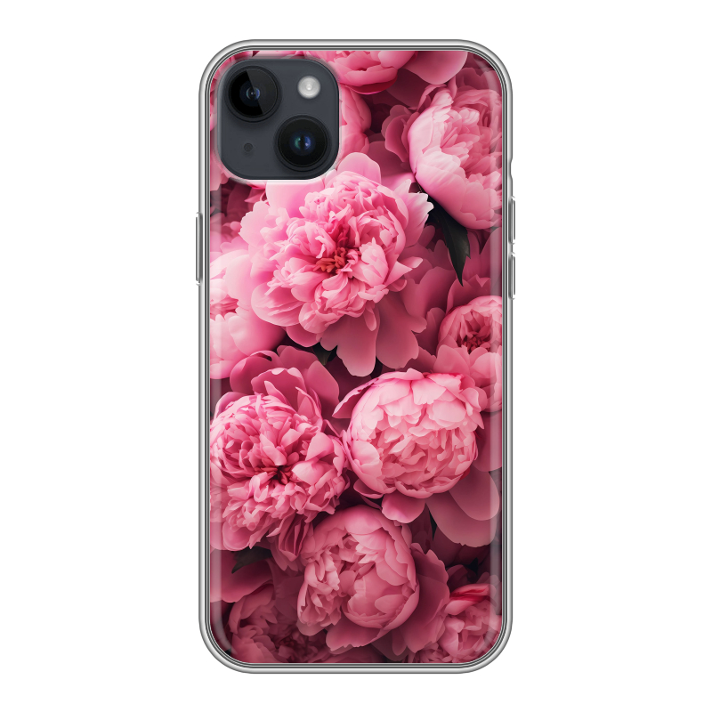 Силиконовый противоударный чехол на Iphone 14 Plus с принтом цветы пионы Силиконовый противоударный чехол на Iphone 14 Plus с принтом цветы пионы