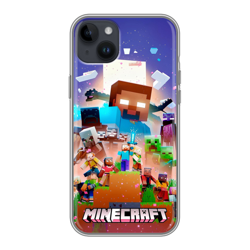 Силиконовый противоударный чехол на Iphone 14 Plus с принтом Майнкрафт Minecraft Силиконовый противоударный чехол на Iphone 14 Plus с принтом Майнкрафт Minecraft