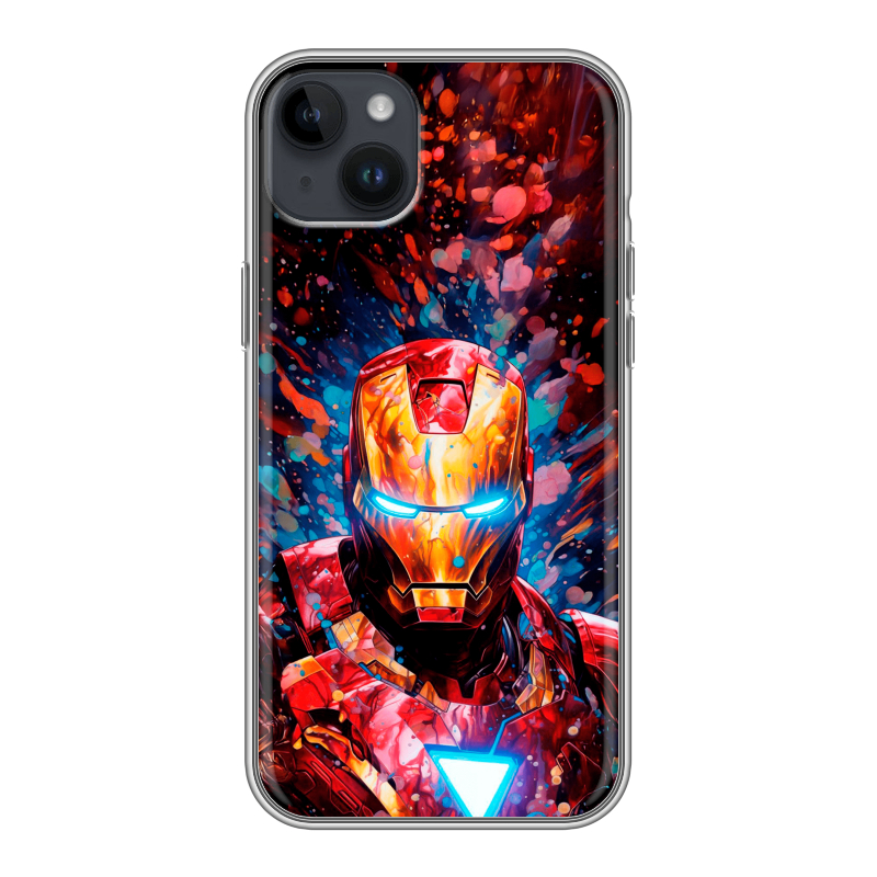 Силиконовый противоударный чехол на Iphone 14 Plus с принтом Железный человек Ironman Силиконовый противоударный чехол на Iphone 14 Plus с принтом Железный человек Ironman