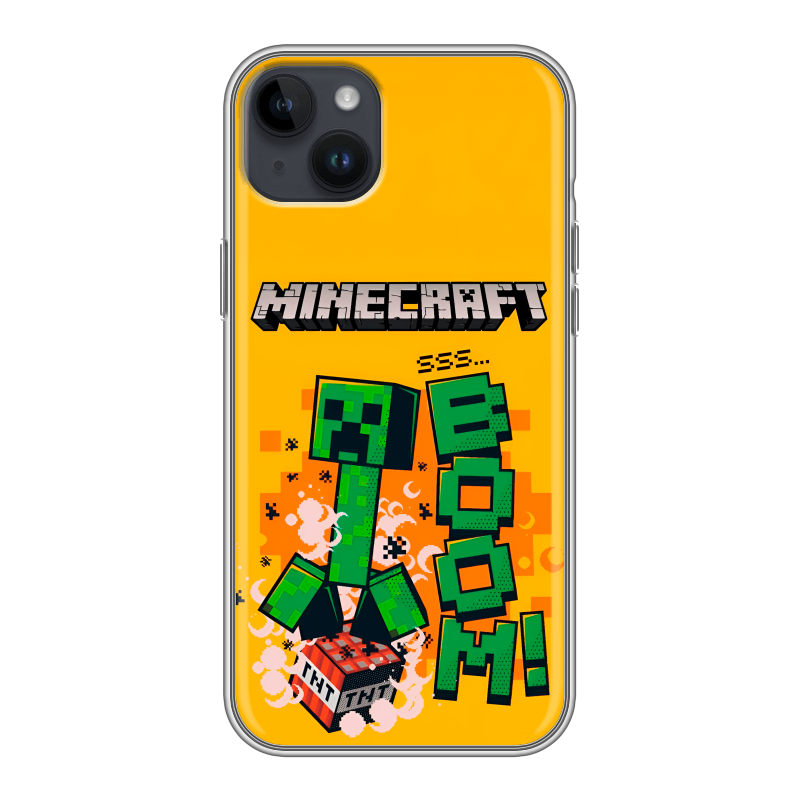 Силиконовый чехол на Iphone 14 Plus с принтом Майнкрафт Minecraft Силиконовый чехол на Iphone 14 Plus с принтом Майнкрафт Minecraft
