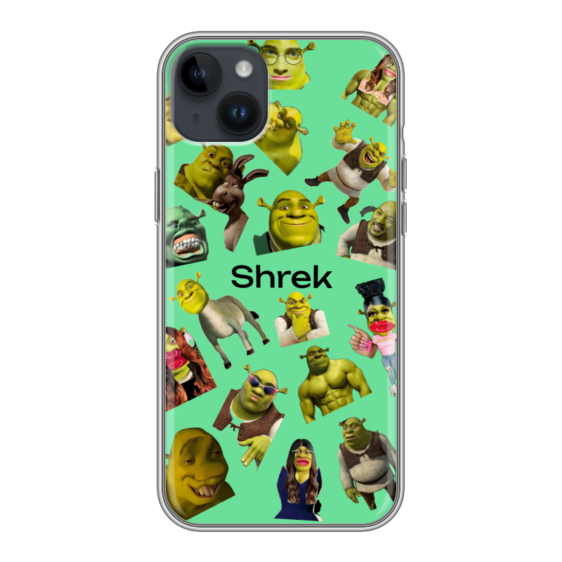 Силиконовый противоударный чехол на Iphone 14 Plus с принтом Шрек Shrek Силиконовый противоударный чехол на Iphone 14 Plus с принтом Шрек Shrek