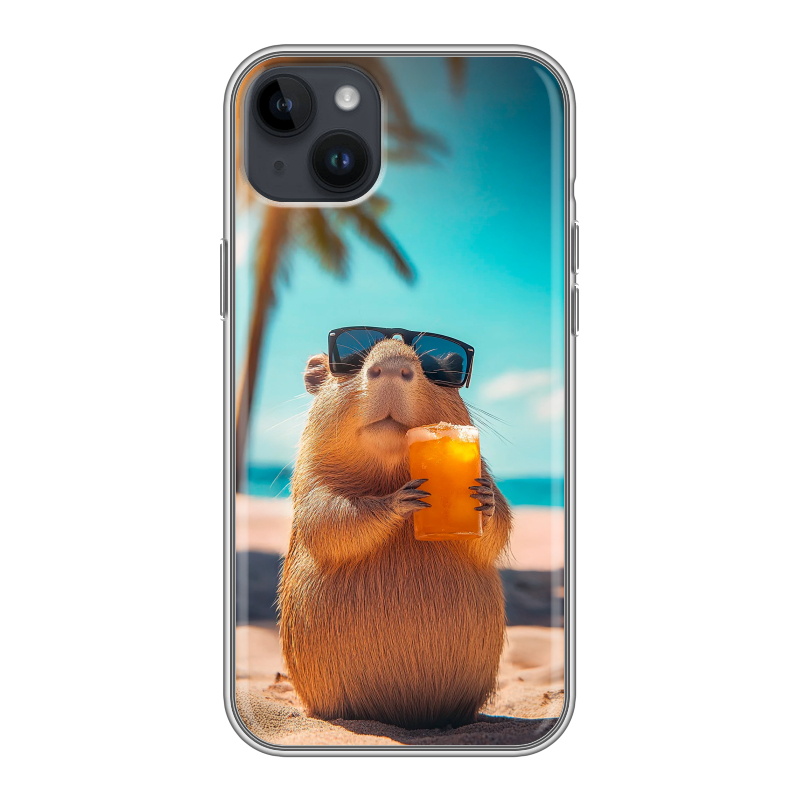Силиконовый противоударный чехол на Iphone 14 Plus с принтом Капибара Силиконовый противоударный чехол на Iphone 14 Plus с принтом Капибара
