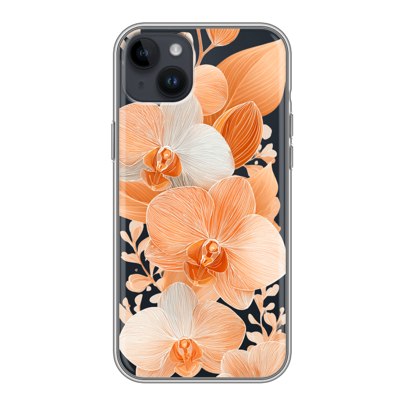 Силиконовый чехол на Iphone 14 Plus с принтом Бежевые цветы Силиконовый чехол на Iphone 14 Plus с принтом Бежевые цветы