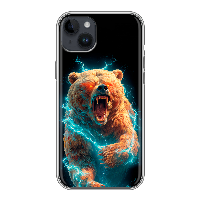 Силиконовый противоударный чехол на Iphone 14 Plus с принтом Медведь Силиконовый противоударный чехол на Iphone 14 Plus с принтом Медведь