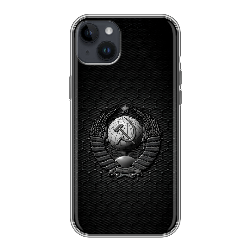 Силиконовый чехол на Iphone 14 Plus с принтом Герб Флаг СССР Силиконовый чехол на Iphone 14 Plus с принтом Герб Флаг СССР