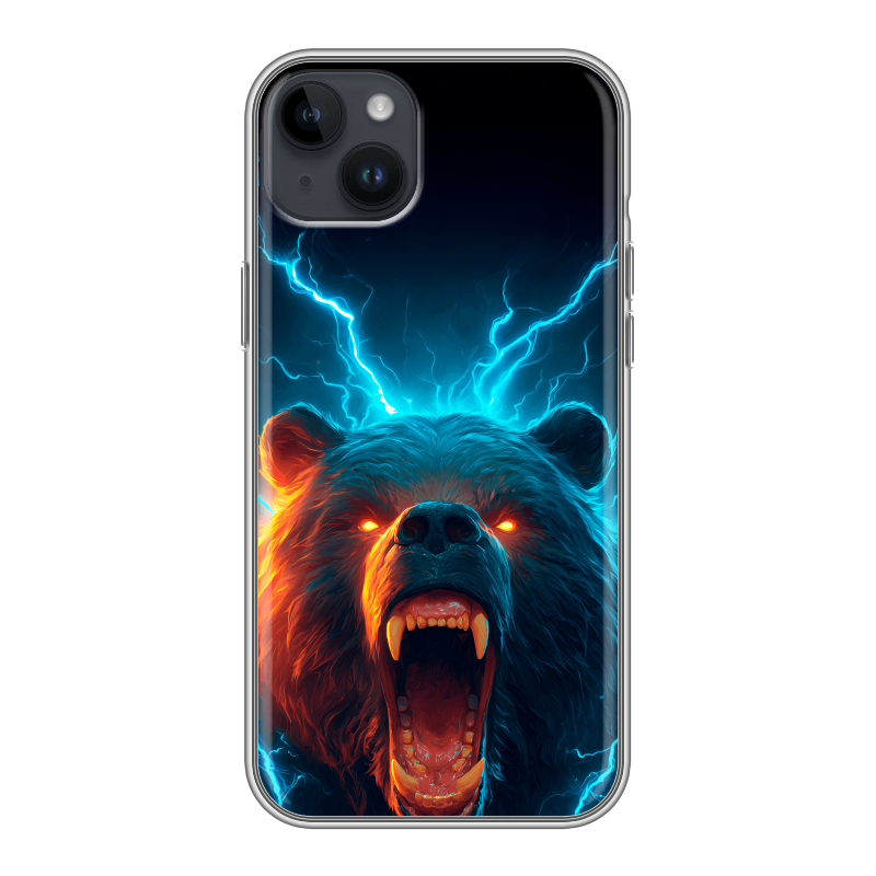 Силиконовый чехол на Iphone 14 Plus с принтом Медведь Силиконовый чехол на Iphone 14 Plus с принтом Медведь