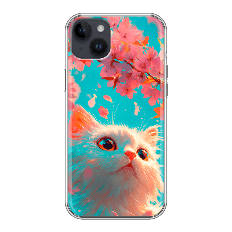 Силиконовый чехол на Iphone 14 Plus с принтом Красивый кот Силиконовый чехол на Iphone 14 Plus с принтом Красивый кот