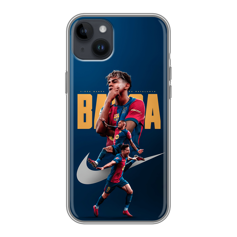 Силиконовый противоударный чехол на Iphone 14 Plus с принтом Барселона Barca Yamal Силиконовый противоударный чехол на Iphone 14 Plus с принтом Барселона Barca Yamal