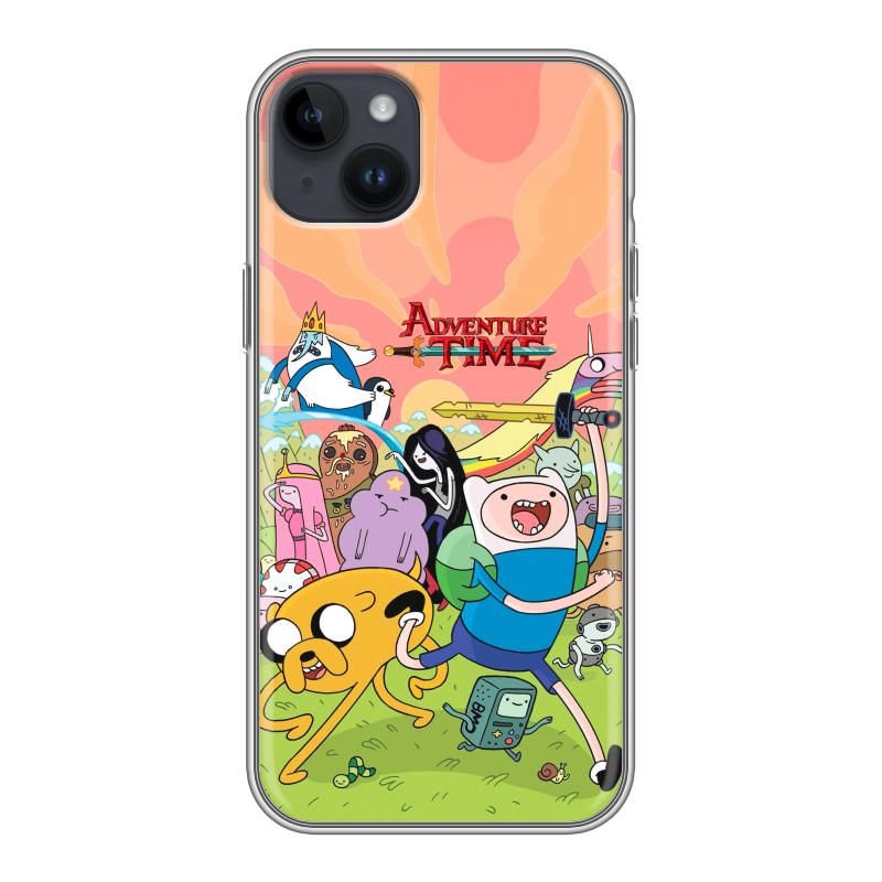 Силиконовый противоударный чехол на Iphone 14 Plus с принтом Adventure time Время приключений Силиконовый противоударный чехол на Iphone 14 Plus с принтом Adventure time Время приключений