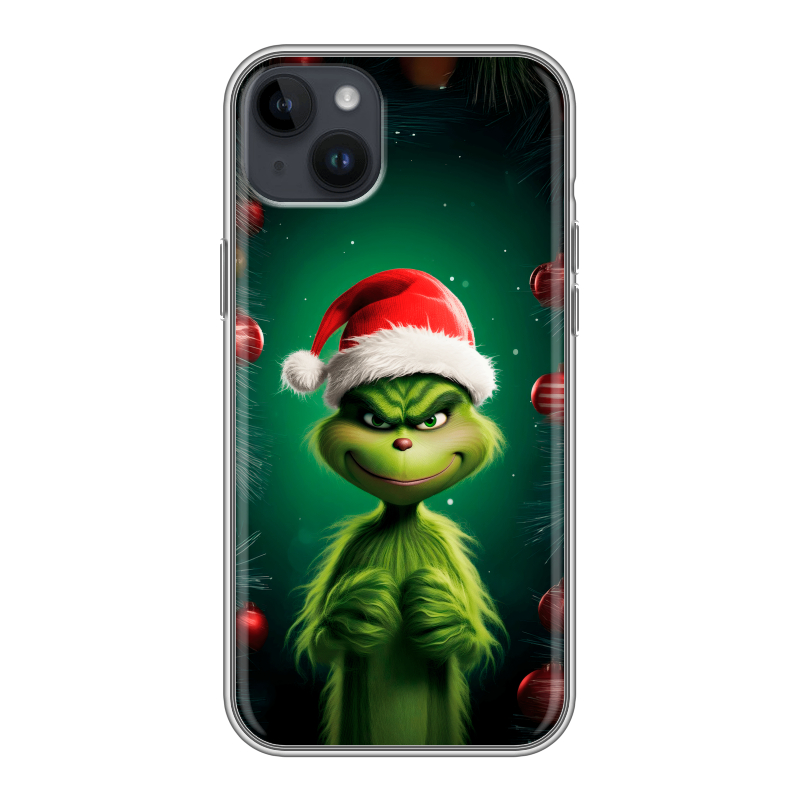 Силиконовый чехол на Iphone 14 Plus с принтом Гринч Новый год Рождество Силиконовый чехол на Iphone 14 Plus с принтом Гринч Новый год Рождество