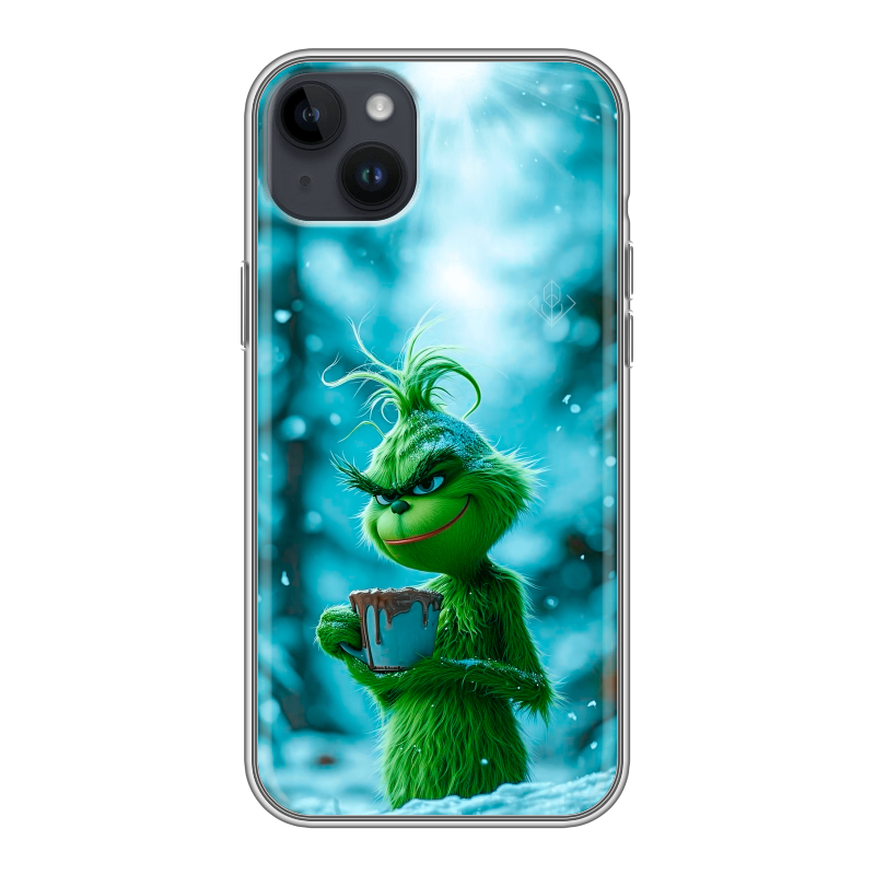 Силиконовый чехол на Iphone 14 Plus с принтом Новый год гринч Силиконовый чехол на Iphone 14 Plus с принтом Новый год гринч