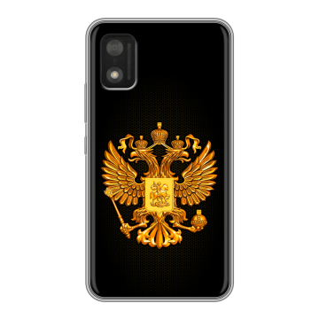 Силиконовый чехол на Itel A17 с принтом Герб России желтый Силиконовый чехол на Itel A17 с принтом Герб России желтый