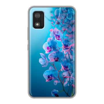 Силиконовый чехол на Itel A17 с принтом голубые орхидеи Силиконовый чехол на Itel A17 с принтом голубые орхидеи