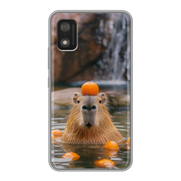 Силиконовый чехол на Itel A17 с принтом Капибара с апельсином Силиконовый чехол на Itel A17 с принтом Капибара с апельсином