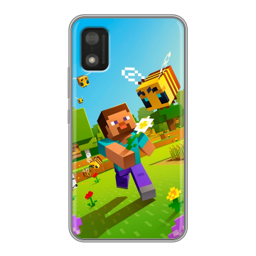 Силиконовый чехол на Itel A17 с принтом Майнкрафт Minecraft