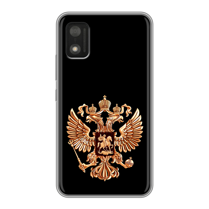 Силиконовый чехол на Itel A17 с принтом Герб России золотой Силиконовый чехол на Itel A17 с принтом Герб России золотой